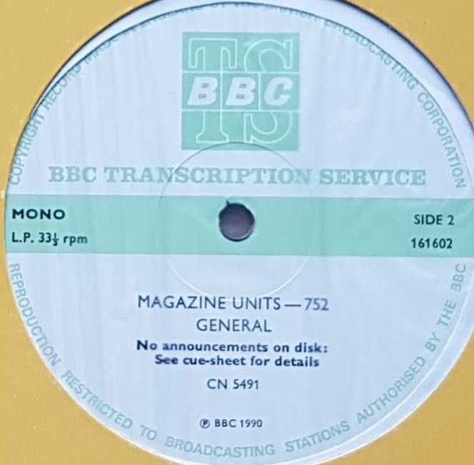 CN 5491 Magazine units - 752 Various from the BBC records and Tapes library Label